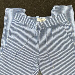H&M Blue Striped Ankle Pants Linen‎
